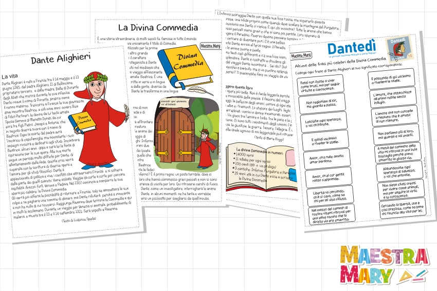 Dante Alighieri schede didattiche Maestra Mary