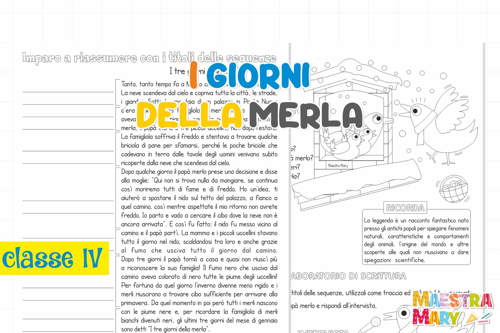 i giorni della merla schede classe 4