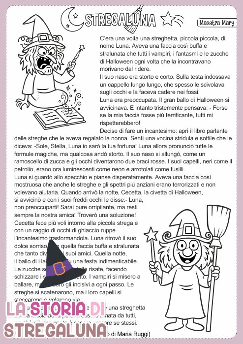 stregaluna attività scuola primaria storia per bambini