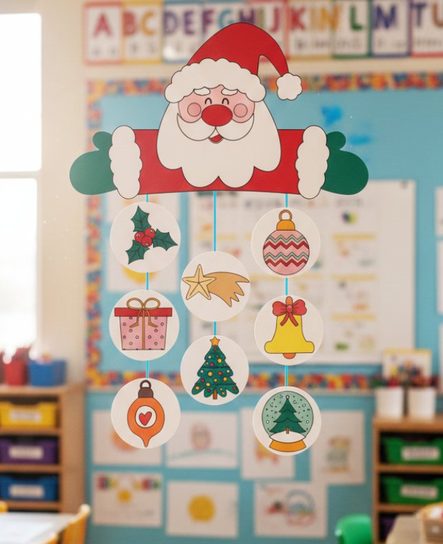 decorazione di Natale con Babbo Natale scuola