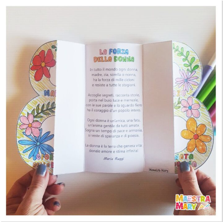 biglietto da colorare giornata della donna per bambini
