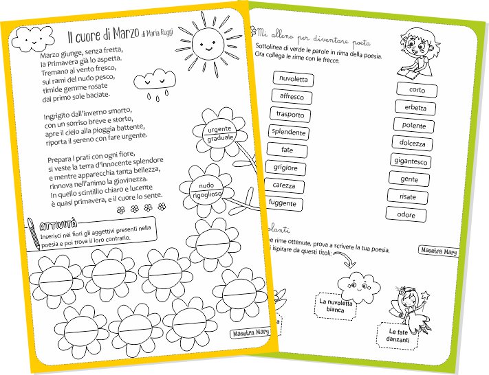 schede primavera scuola primaria