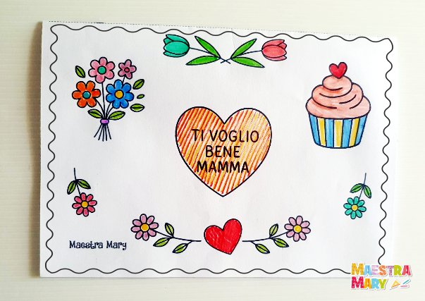 biglietto da colorare per la mamma