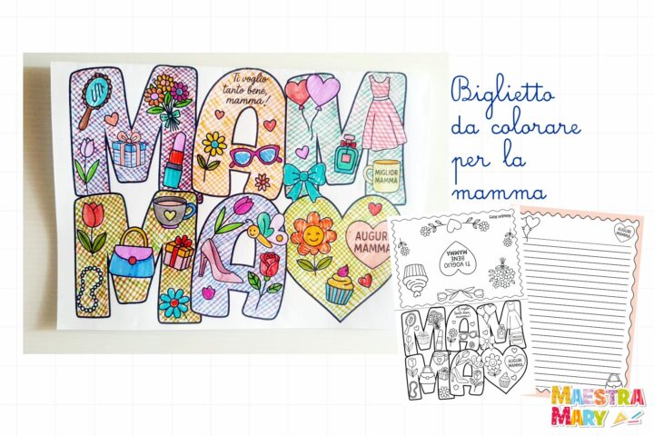 biglietto da colorare per la mamma