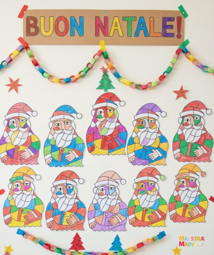 Babbo Natale cubista arte scuola primaria