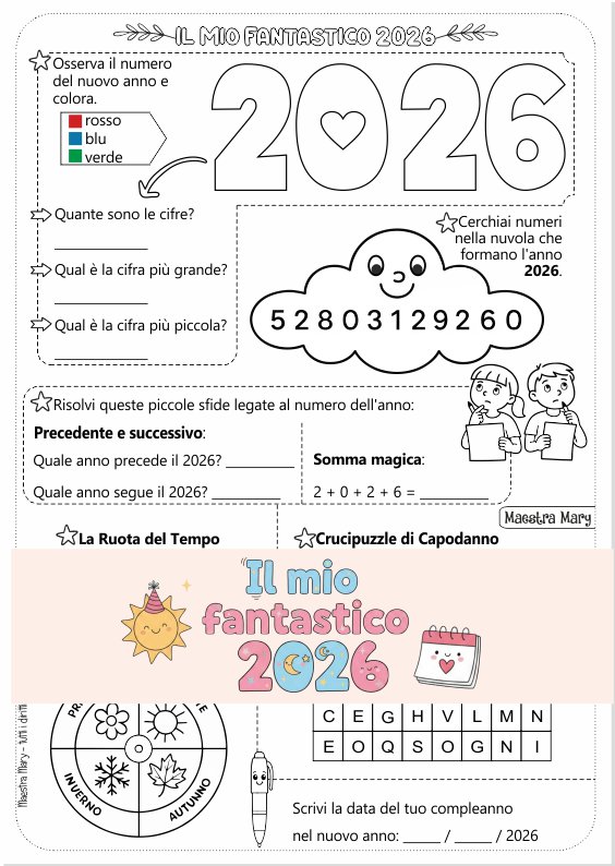 schede scuola primaria capodanno