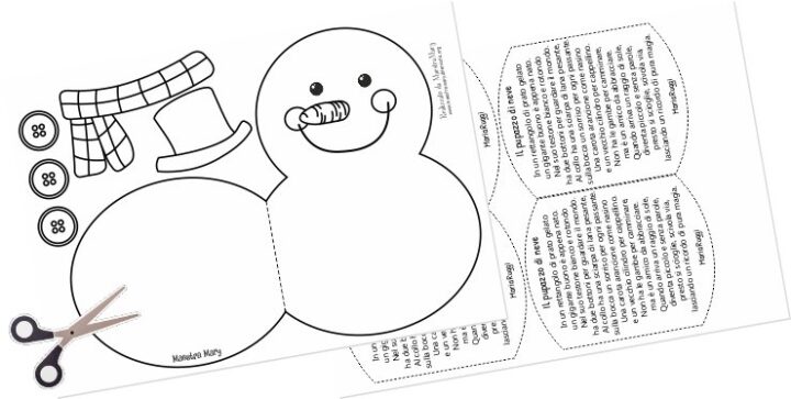 lavoretto attività pupazzo di neve con poesia