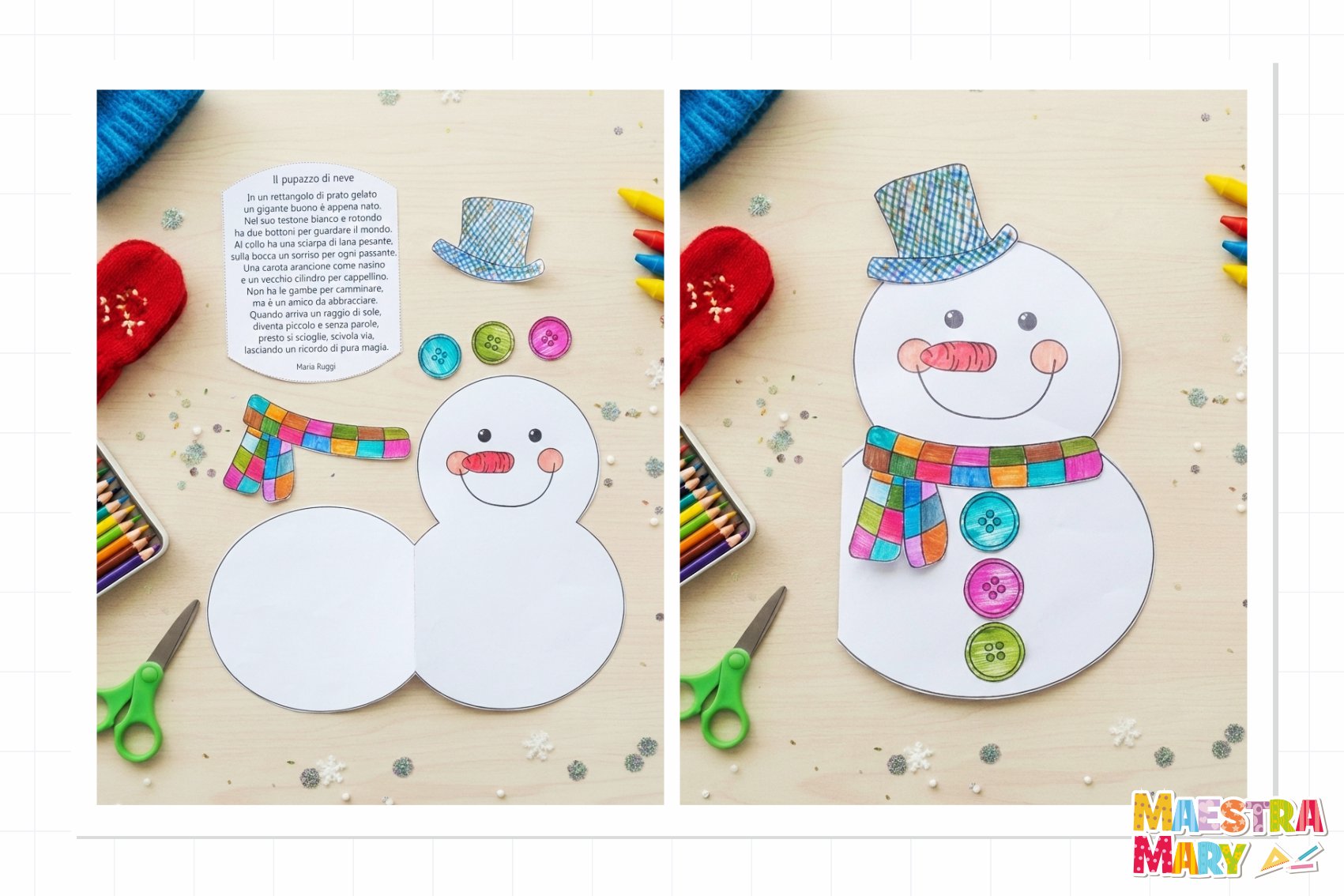 lavoretto pupazzo di neve con poesia