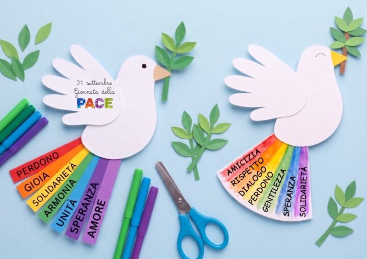 lavoretto della pace colomba arcobaleno